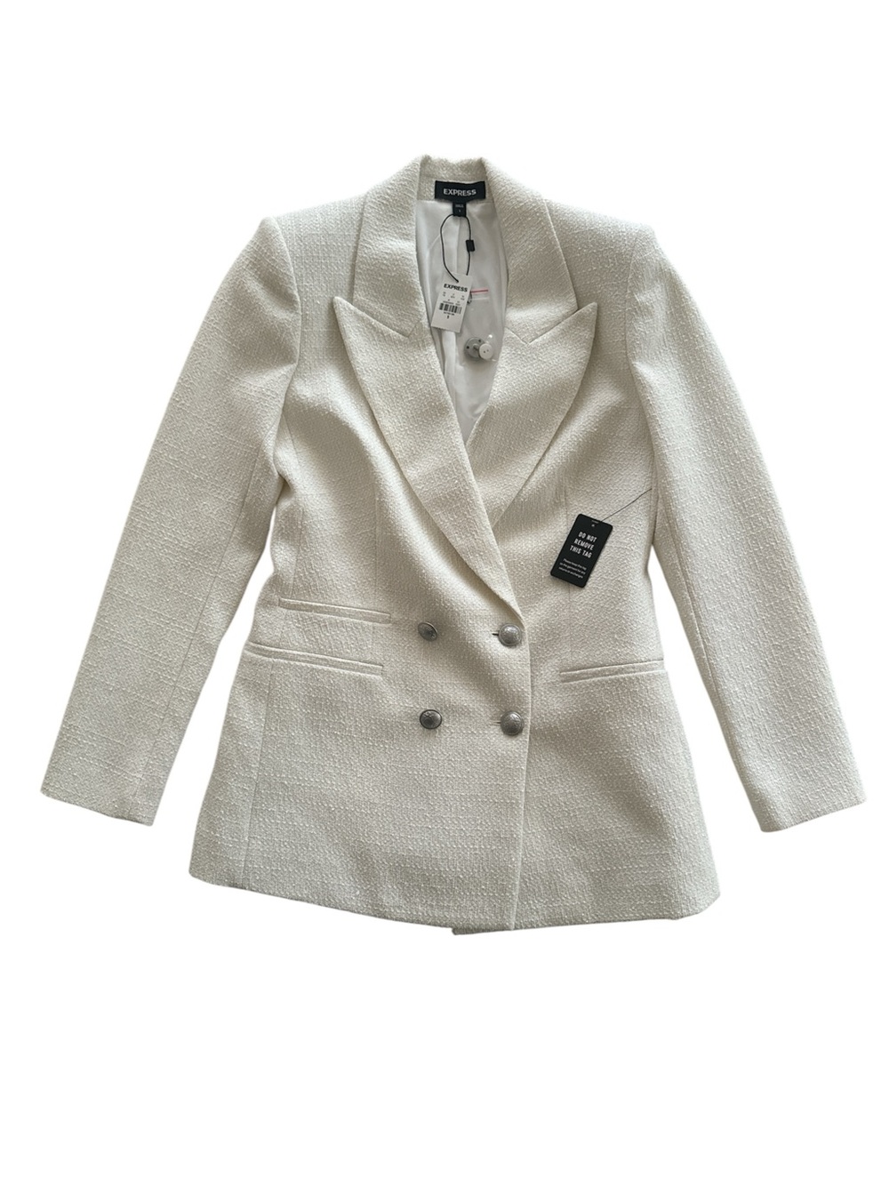 🤍 Express White Double-Breasted Textured Blazer 🤍 NWT